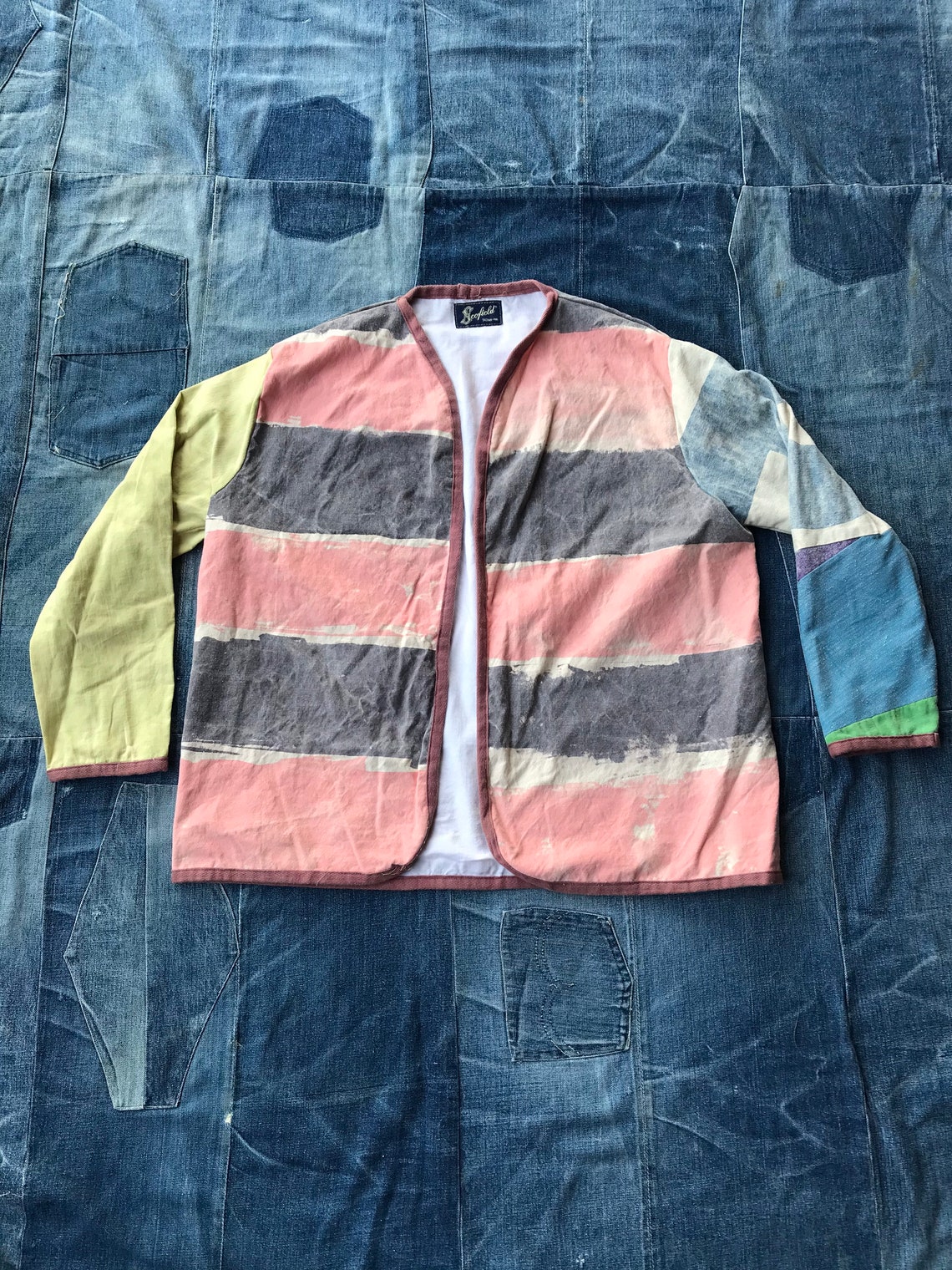 Hand Painted Jacket / Vintage Patchwork Coat / Canvas Chore | Etsy