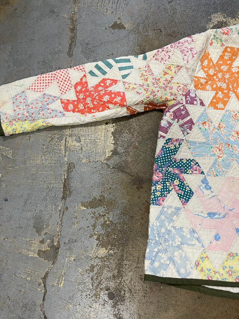 Quilt Jacket Vintage Quilt Coat Jacket made from old quilt Ooak Jacket Scofield Tacoma