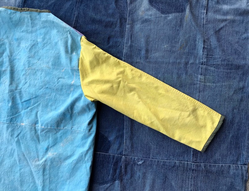 Hand Painted Jacket Vintage Patchwork Coat Canvas Chore Coat Ooak Jacket Scofield Tacoma