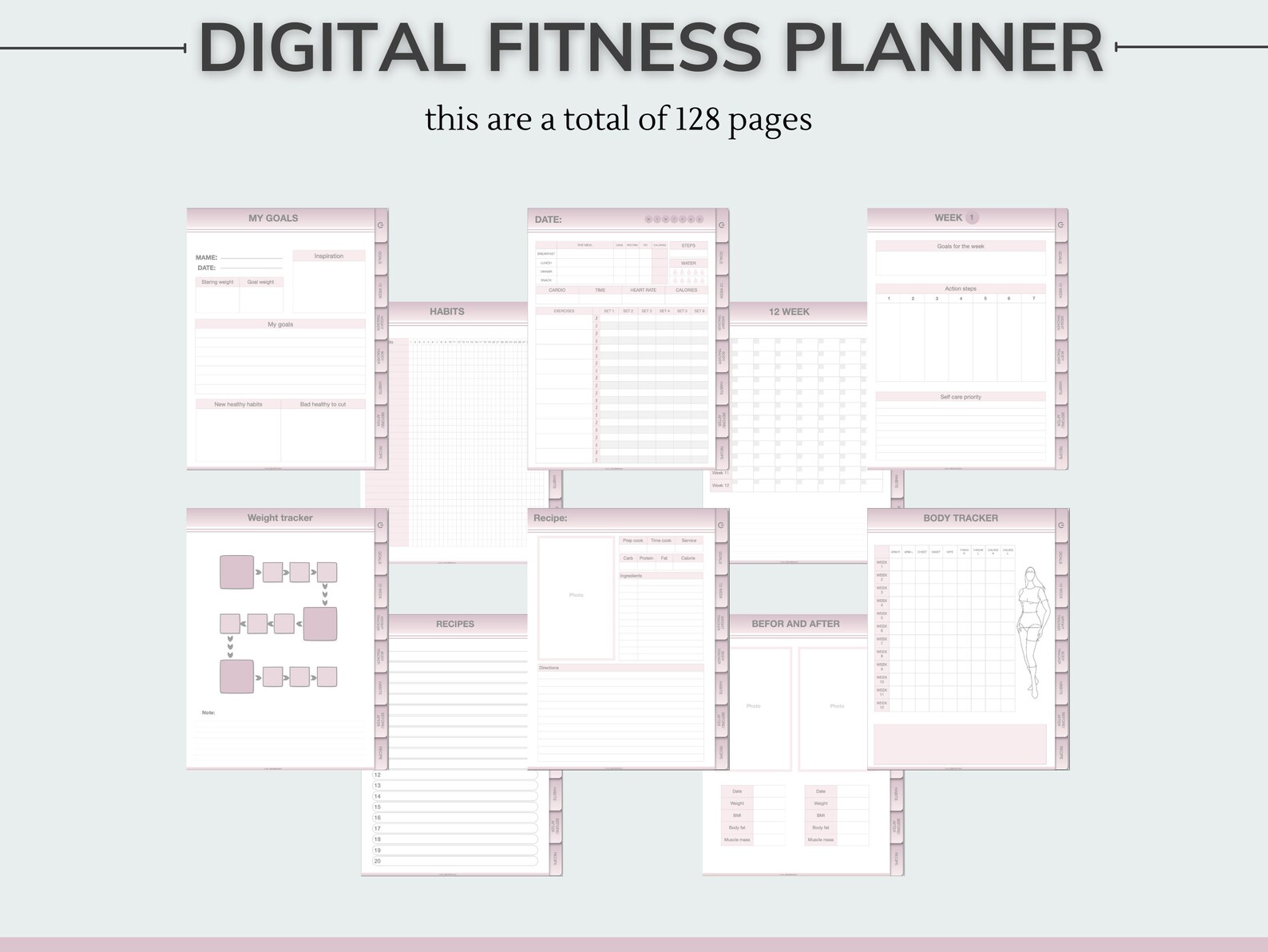 Digital Fitness Planner for Goodnotes Notability Healthy Etsy