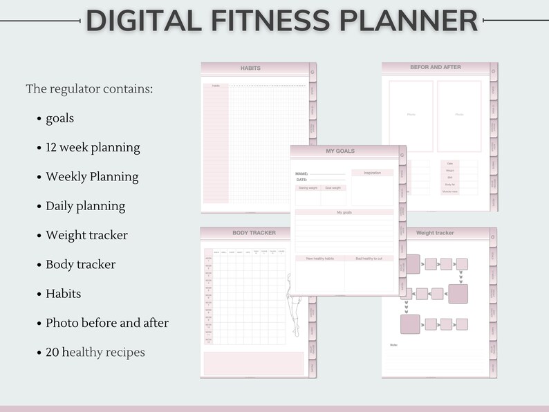 Digital Fitness Planner for Goodnotes Notability Healthy Etsy