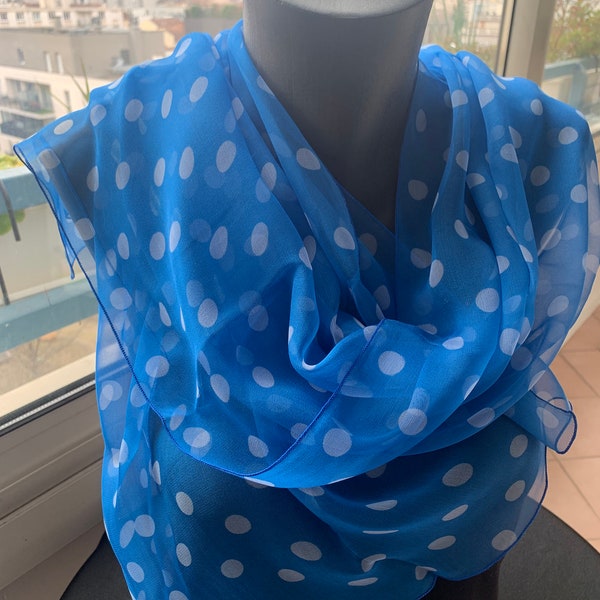 Foulard - Echarpe  -  Mousseline de soie - 100% soie naturelle - Petit pois - 45x150 cm