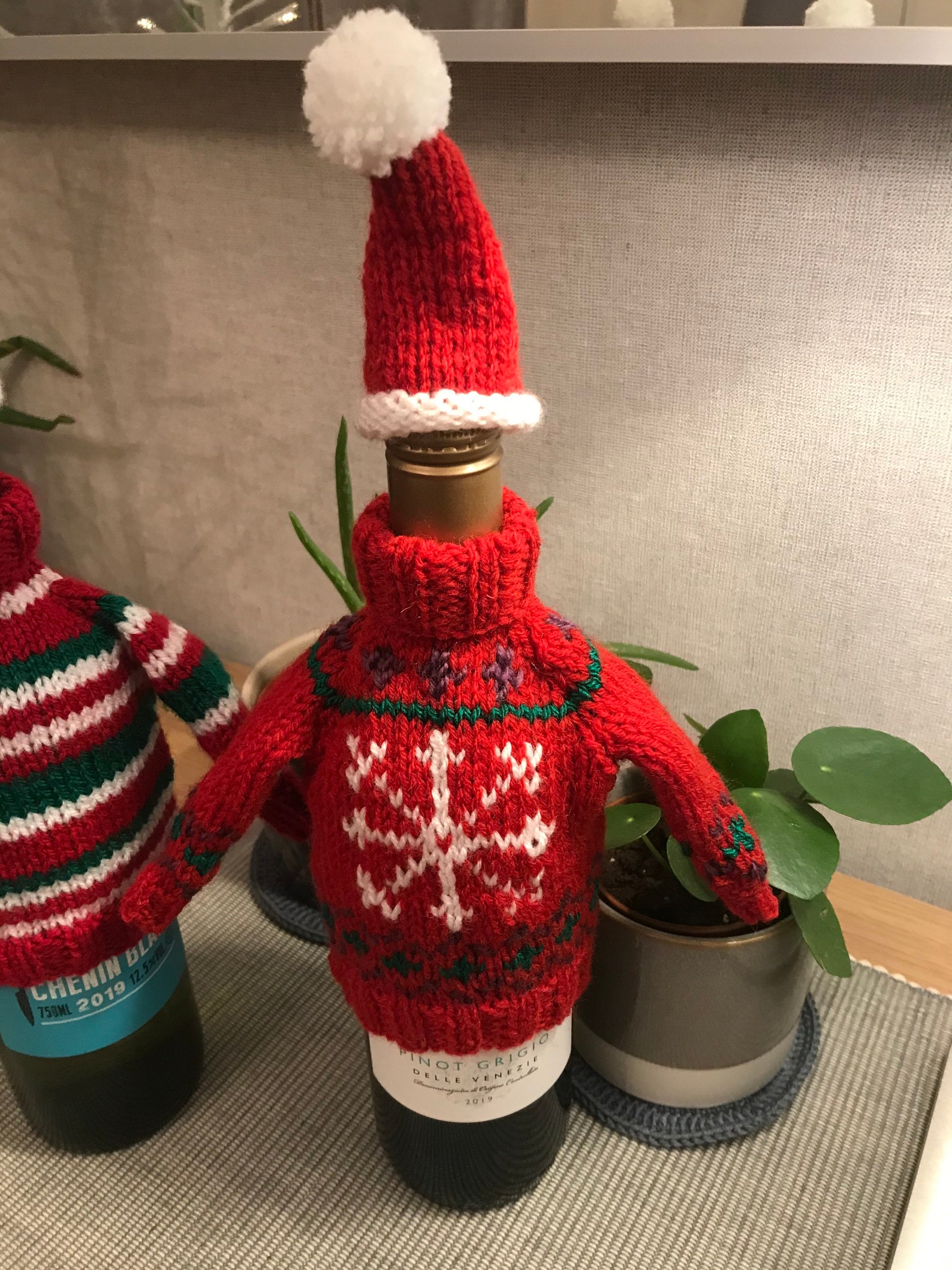 Christmas Gift Wrap Wine Bottle Jumper Wine Bottle Cover Etsy UK