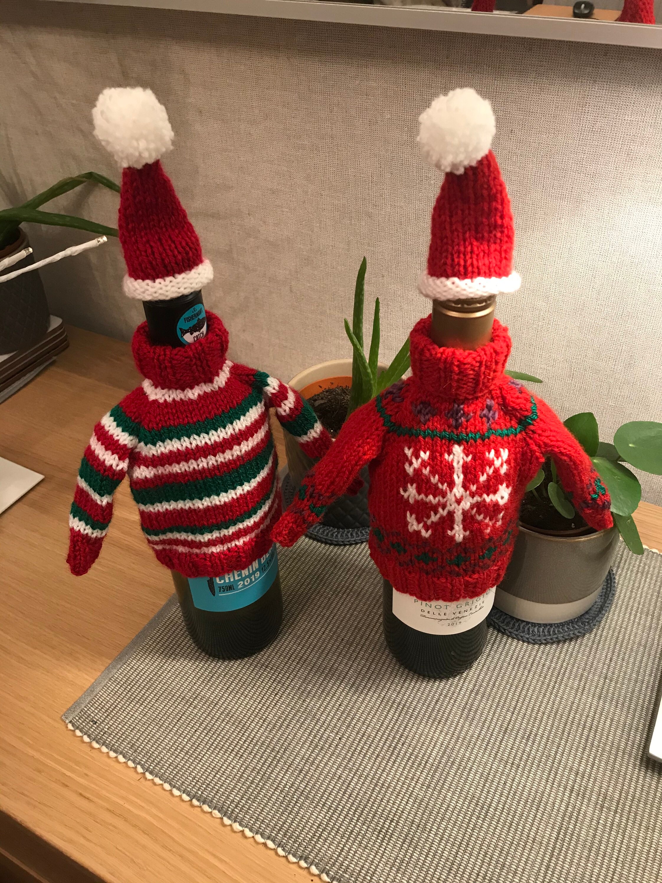 Christmas Gift Wrap Wine Bottle Jumper Wine Bottle Cover Etsy UK