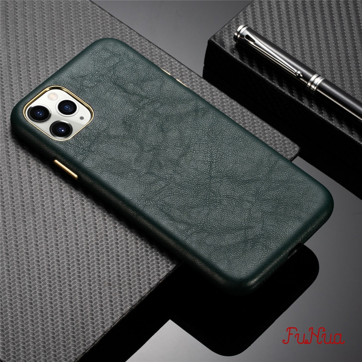 IPhone Case/Midnight Green Luxury Genuine Leather Back Cover Etsy