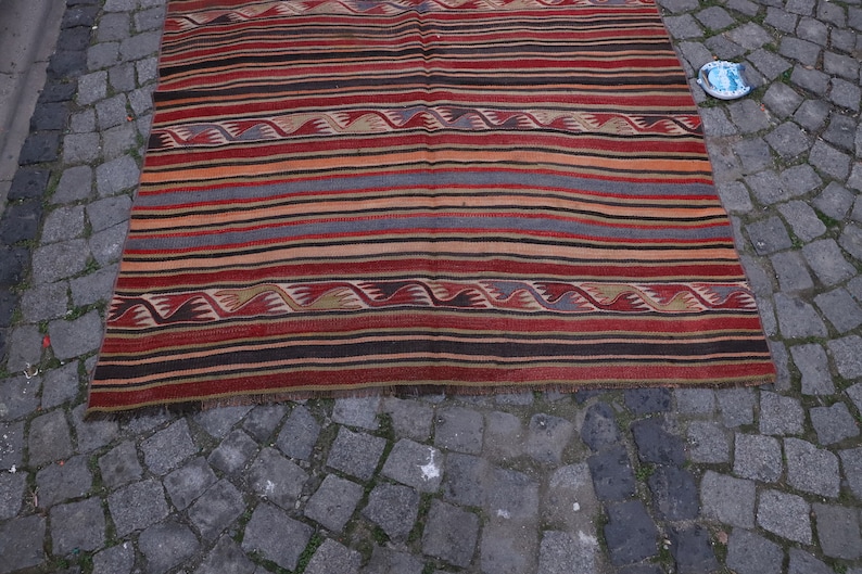 Old Rug Anatolian Rug 137x158cm FREE SHIPPING Anatolian Kilim Konya Hotamis Vintage Rug Turkish Rug Carpet 4.5x5.2 feet