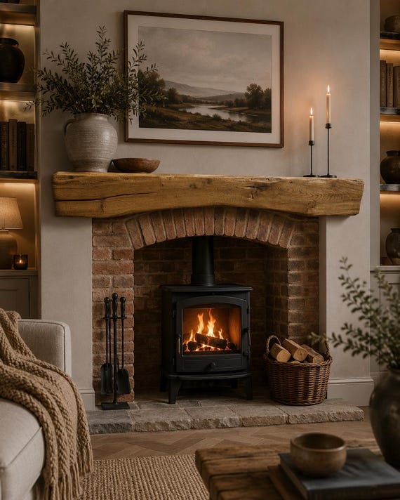 Rustic Arched Oak Mantel Beam: 5 Colours
