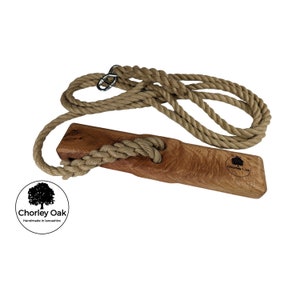 Solid Oak Rope Swing | Rustic Wooden Rope Tree Swing | Outdoor Garden Monkey/Button Swing | Chorley Oak