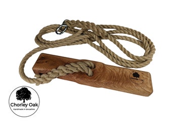 Solid Oak Rope Swing | Rustic Wooden Rope Tree Swing | Outdoor Garden Monkey/Button Swing | Chorley Oak