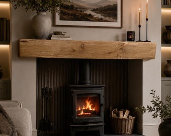 Light Rustic Solid Oak Fireplace Mantel Beam | Natural Oak
