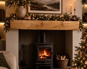 Light Rustic Solid Oak Fireplace Mantel Beam | Natural Oak