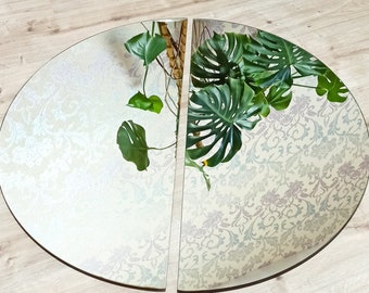 Two semicircular double mirrors polished around perimeter Wall double mirror with Semicircular shape Glass Semicircular mirror Home decor