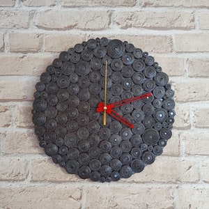 Handmade wall clock made of paper and glass Circle handmade wall clock Round clock Home decor Glass inlaid wall clock Stylish wall watch