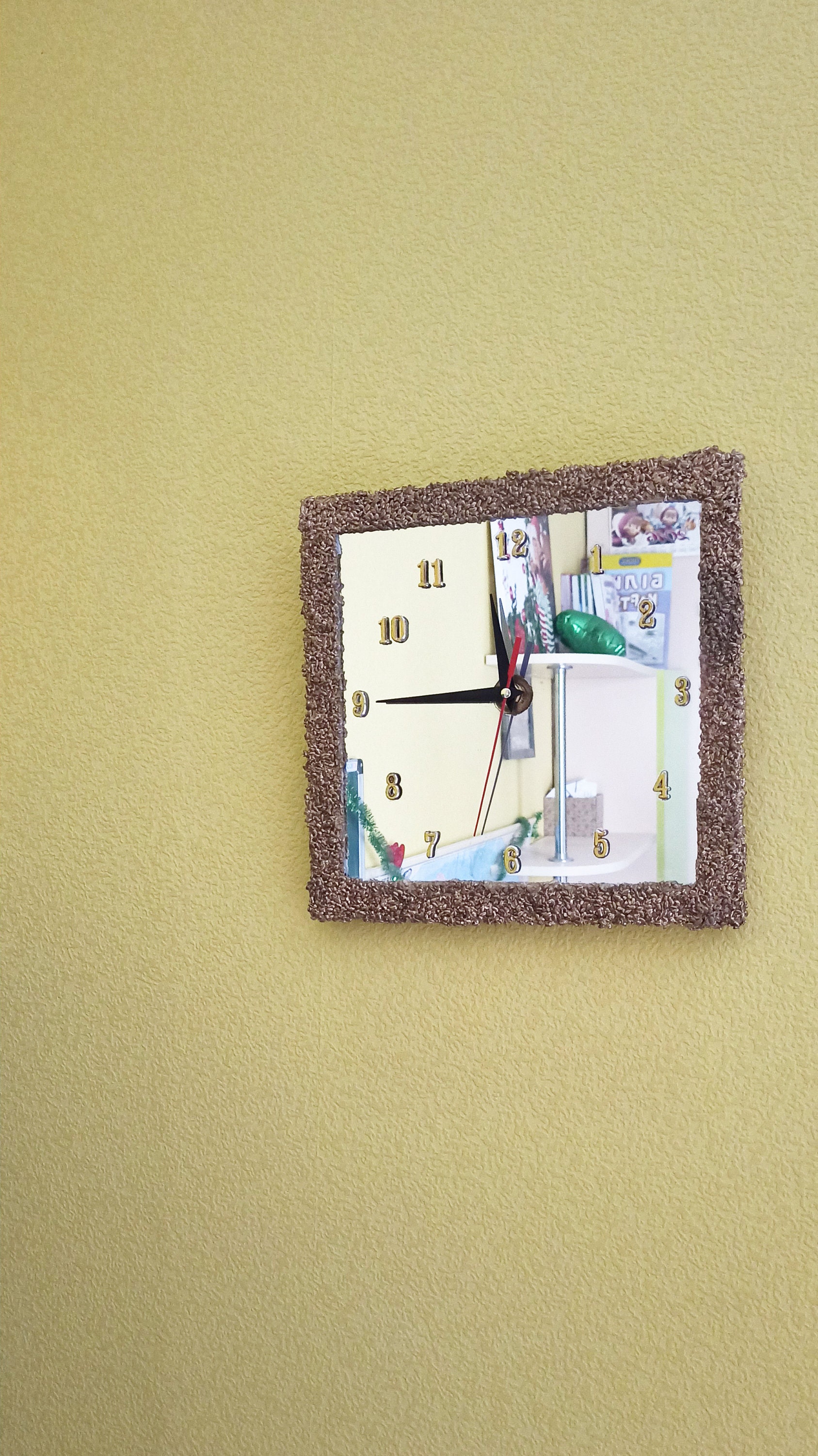 Handmade wall clock made of mirror. Natural frame made from Etsy