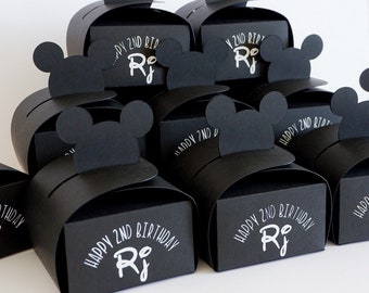 Custom Mickey Mouse inspired birthday favor boxes