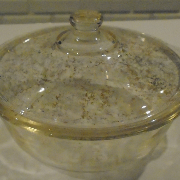 Fire King Gold Fleck Clear Class Casserole Dish with Lid 1-1/2 Quart Vintage 1950's