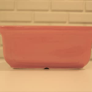 Vintage 80s Pink Ceramic Shallow Rectangular Planter Dish Bulbs Succulents