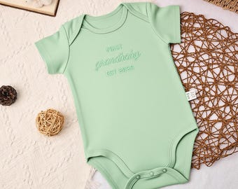 First Grandbaby Bodysuit, Embroidered Baby One-Piece, Baby Announcement Bodysuit, Grandparents Pregnancy Announcement Gift, Baby Shower Gift