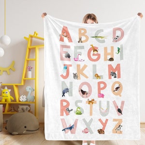Capital Alphabets Personalized Name Blanket,Custom Blanket For Baby/Kids/Youth/Adult/Pet, Custom Minky Fabric Soft Blanket,Personalized Gift