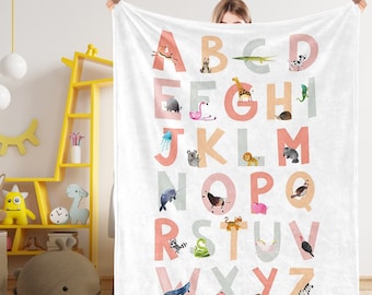 Capital Alphabets Personalized Name Blanket,Custom Blanket For Baby/Kids/Youth/Adult/Pet, Custom Minky Fabric Soft Blanket,Personalized Gift