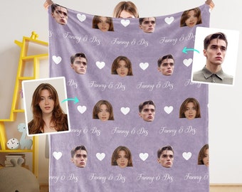 Personalized Face Blanket,Personalized Photo Blanket With Name,Multiple Faces Blanket,Unique Valentine's Day Gift,Special Memory Keepsake