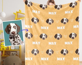 Personalized Pet Blanket, Pet Photo Blanket with Name, Pet Face Blanket, Custom Pet Blanket, Blankets for Dog and Cats, Pet Lover Gifts