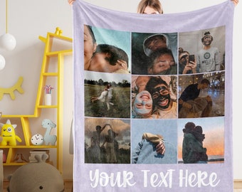 Coperta personalizzata con foto, coperta fotografica personalizzata per coppia, collage di foto regali per lui o per lei, regalo di San Valentino, ricordo speciale