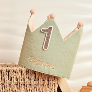 Cappellino per la festa del primo compleanno del bambino, corona di compleanno in tessuto personalizzata, corona di compleanno ricordo con nome, corona di compleanno per bambini, bomboniere