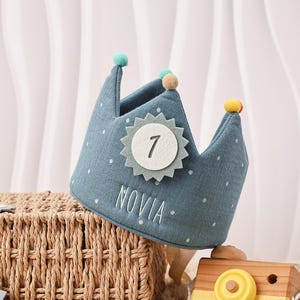 Hand Embroidered Birthday Crown for Baby and Kids, Custom Birthday Party Crown with Name, Keepsake for First Birthday, Cake Smash Crown