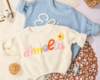 Personalized Embroidered Name Baby Sweater, Custom Baby Name Sweater, Toddler Jumper, Baby Shower Gift, First Birthday Gift, Nursery Gift