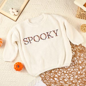 Maglione spettrale di Halloween per neonati ricamato personalizzato: nome personalizzato