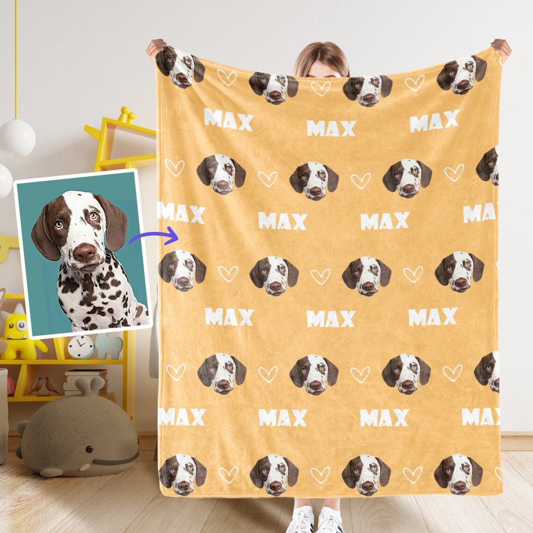 Personalized Pet Blanket, Pet Photo Blanket With Name, Pet Face Blanket, Custom Pet Blanket