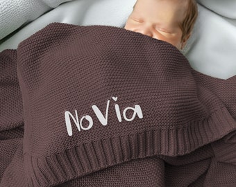 Couverture pour bébé personnalisée brodée, Couverture pour bébé en tricot avec prénom, Couverture pour bébé avec prénom personnalisé, Tenue de retour à la maison, Lange pour bébé