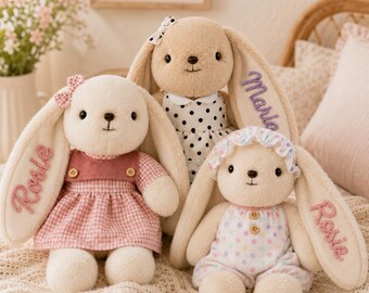 Personalized Embroidered Bunny Plush Baby Gift, Custom Stuffed Rabbit, Baby Shower Gift, Baby’s First Stuffed Animal, Nursery Keepsake