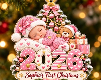 Personalized Baby's First Christmas Ornament, Custom Baby Name Acrylic Ornament, Newborn Keepsake Gift 2026, Christmas Nursery Decoration