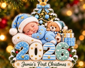 Personalized Baby's First Christmas Ornament, Custom Name Acrylic Keepsake, Nursary Decor, Newborn Christmas Gift, New Parents Gift