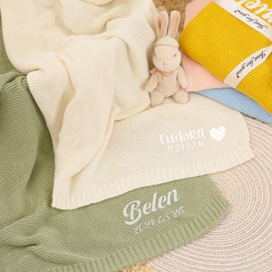 Personalized Knit Baby Blanket, Custom Baby Blanket, Embroidered Baby Name Blanket, Birthday Gift, Welcome Baby Blanket, Baby Shower Gift