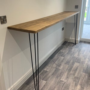 Rustic Breakfast Bar - Dining Table - 2 Hairpin Legs - Kiln Dried Wood - Radiator Cover Home Drinks Bar