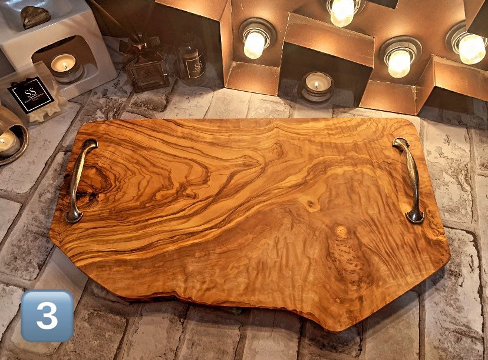 Olive Wood Serving Tray Charcuterie Board Rustic Dining Etsy