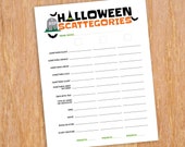 Halloween scattegories, Halloween party game, printable kids vocab activity