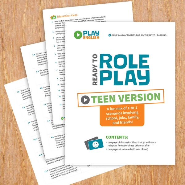 Teen role play cards, printable role play activity, discussion ideas