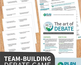 Team debate activity, printable debate topics and flashcards