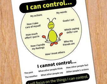 Mindfulness printable poster, things I can control