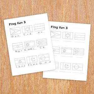 Flag fun 3, printable geography worksheet