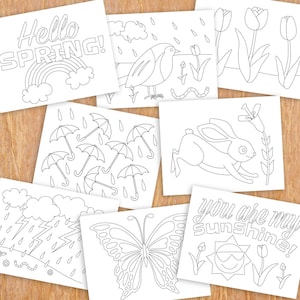 Spring Colouring Sheets X 8, Printable Kids Coloring Pages Set ...