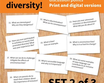Let's Talk Diversity SET 2 of 3, DEI Discussion Questions, Print and ...