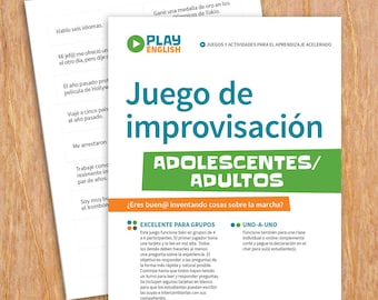 Spanish improv game, printable party or class game