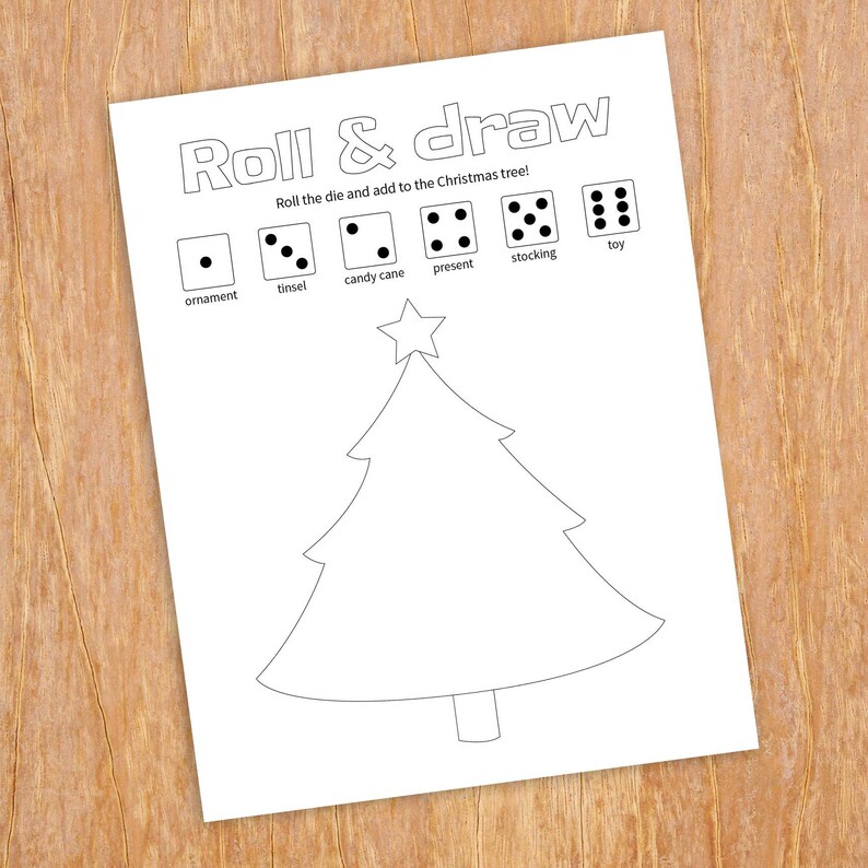 Roll and Draw Dice Game for Kids Christmas Tree Dice Etsy Ireland