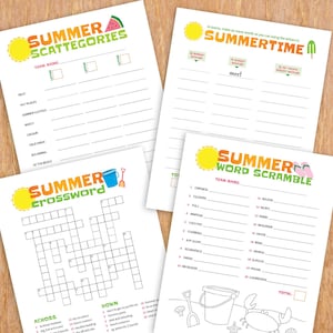 Paquete de juegos de verano, actividades de verano imprimibles