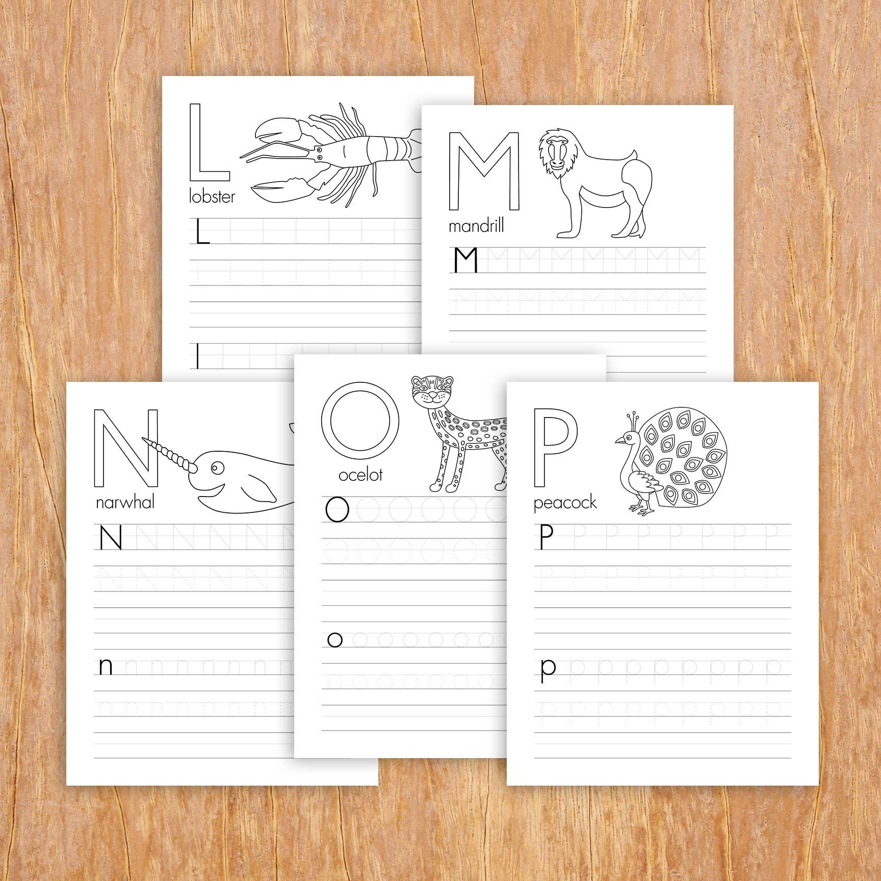 full alphabet tracing sheets printable tracing worksheets etsy